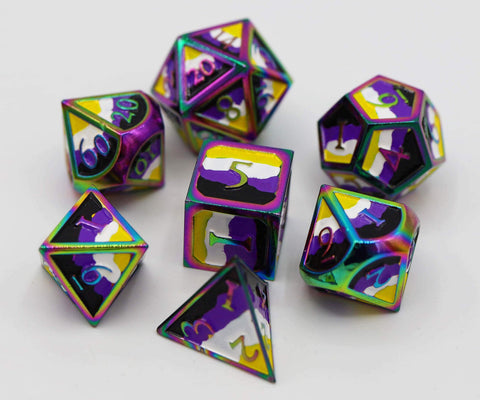 Non-Binary Pride Metal Dice Set