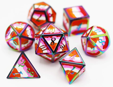 Lesbian Pride Metal Dice Set