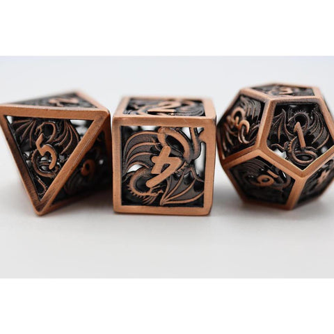 Hollow Copper Dragon RPG Metal Dice Set