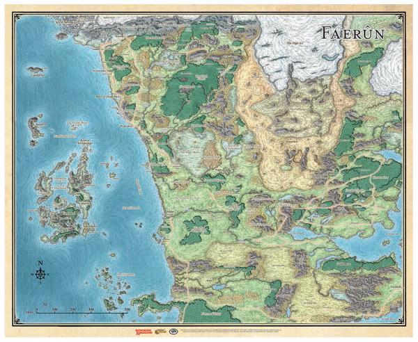 Dungeons and Dragons 5th Edition Sword Coast Faerun Map