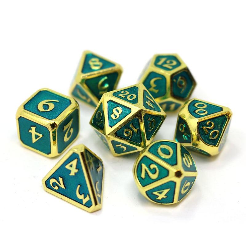 Die Hard Dice Mythica Dice Set - Gold Aquamarine