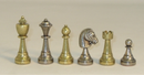 Chess Staunton Metal Chessmen with Black Decoupage Board 3" King Height