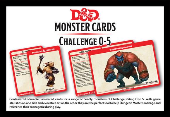 Dungeons and Dragons 5th Edition Monster Cards Challenge 0-5