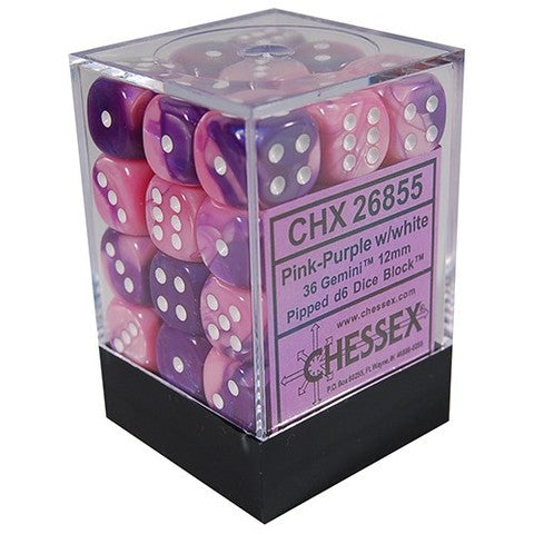 Chessex 36d6 Gemini Pink-purple/white