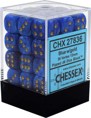 Chessex 36d6 Vortex Blue/gold