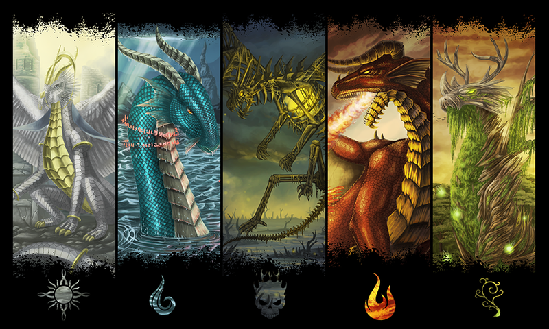 Card Playmat Elemental Dragons
