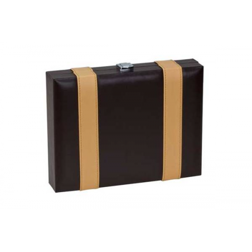 Backgammon 9" Brown/Tan Leatherette