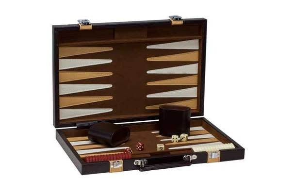 Backgammon - 15" Brown/tan Leatherette