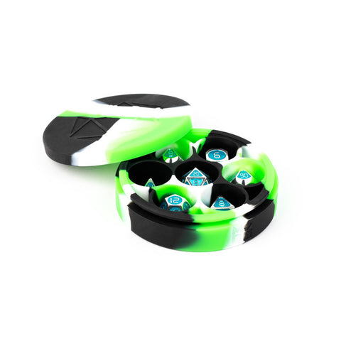 Silicone Round Dice Case - Green/Black/White