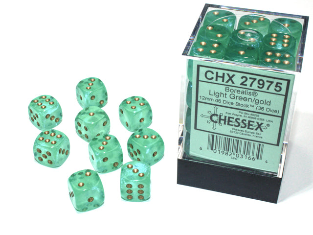 Chessex 36d6 Borealis Light Green/gold Luminary