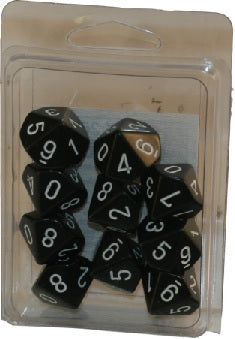 Chessex 10d10 Opaque Black/White