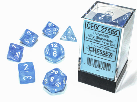 Chessex Poly Borealis Sky Blue/white Luminary