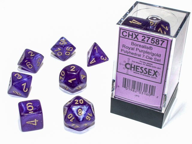 Chessex Poly Borealis Royal Purple/gold Luminary