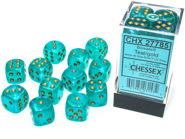 Chessex 12d6 Borealis Teal/gold Luminary