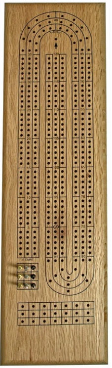 Crib Board 3-Track Oak with Metal Pegs WWI-33503