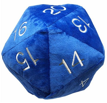 Up Dice - Plush Jumbo 10" D20 Blue W/silver