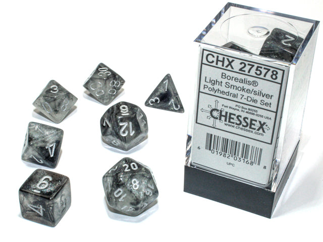 Chessex Poly Borealis Light Smoke/silver
