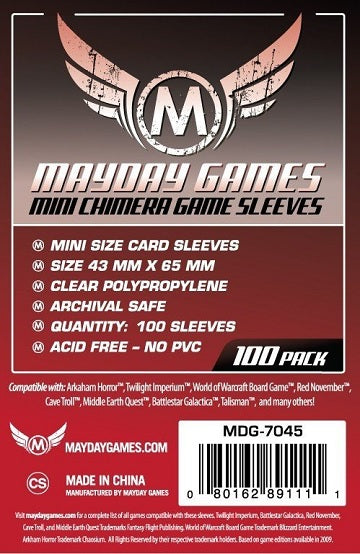 Mayday Sleeves: MDG-7045 Mini USA Chimera 43x65mm (100)