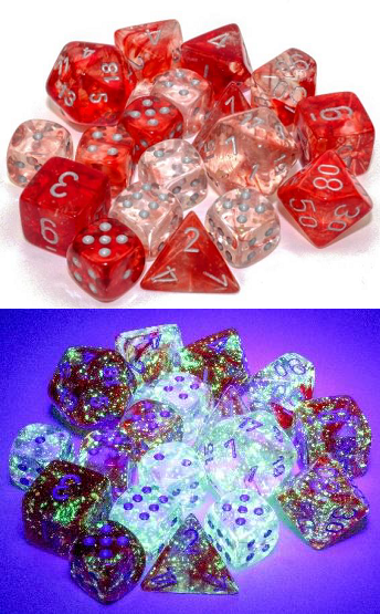 Chessex 36d6 Nebula Red/Silver Luminary