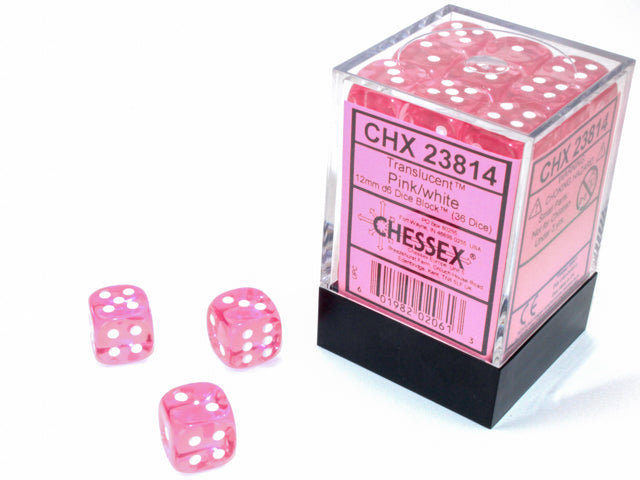 Chessex 36d6 Translucent Pink/White