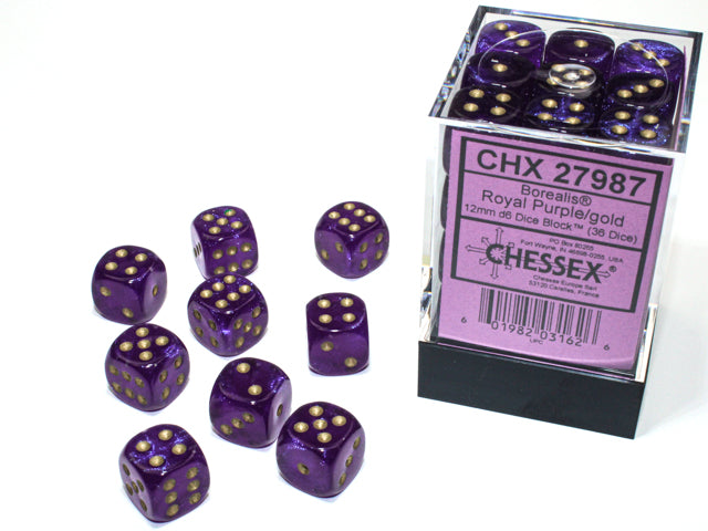 Chessex 36d6 Borealis Royal Purple/gold Luminary