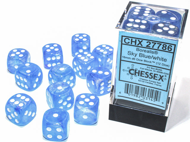 Chessex 12d6 Borealis Sky Blue/white Luminary