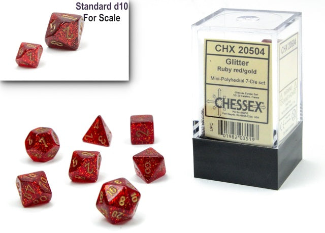 Chessex Poly Mini Glitter Ruby/Gold