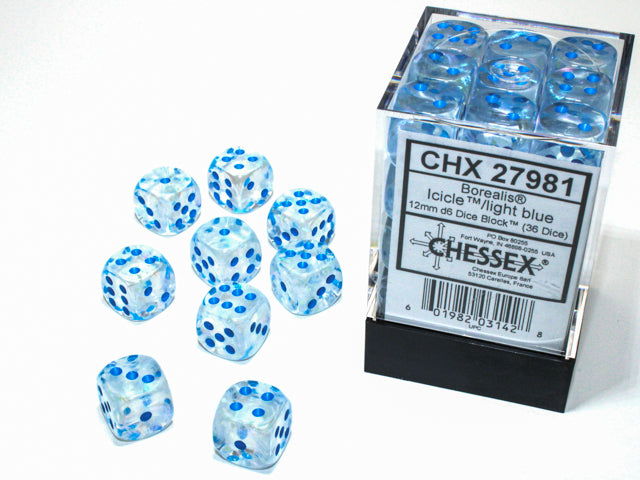 Chessex  36d6 Borealis Icicle/light Blue Luminary