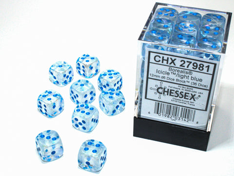 Chessex 36d6 Borealis Icicle/light Blue Luminary
