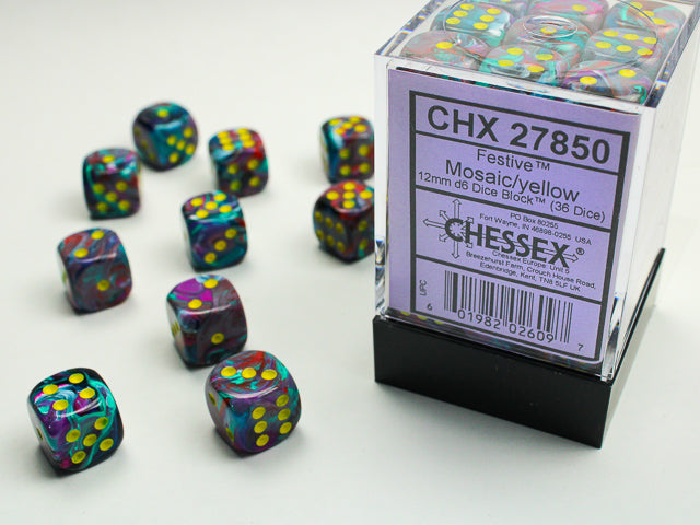 Chessex 36d6 Festive Mosaic/Yellow