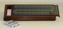 Crib Board 3-Track Coloured Walnut with Storage, Cards, and Metal Pegs WWI-33559