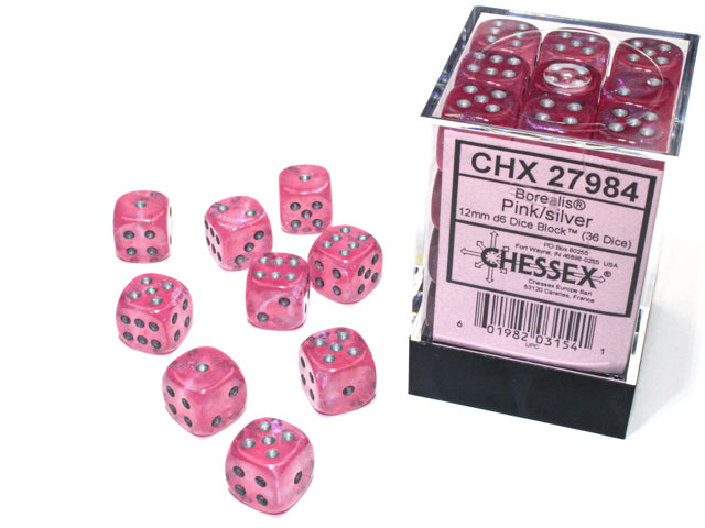 Chessex 36d6 Borealis Pink/silver Luminary