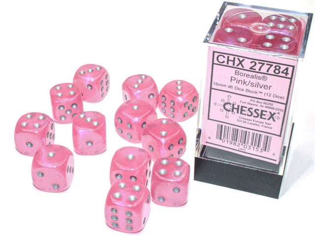Chessex  12d6 Borealis Pink/silver Luminary