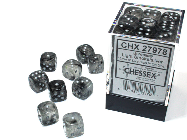 Chessex 36d6 Borealis Light Smoke/silver