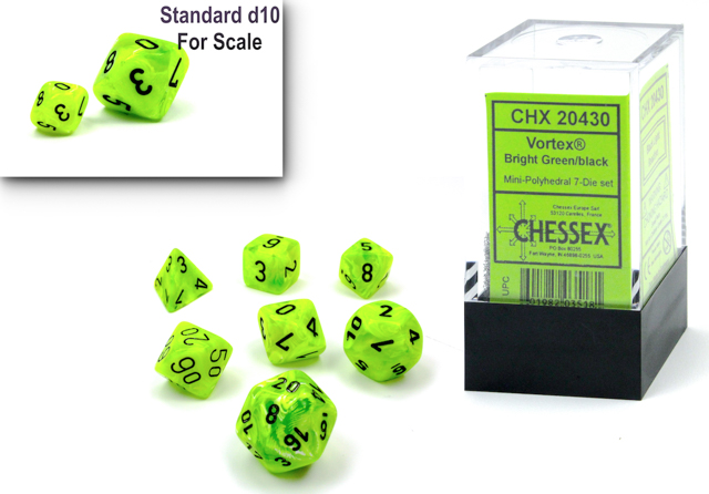 Chessex Poly Mini Vortex Bright Green/Black
