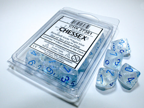 Chessex 10d10 Borealis Icicle/Light Blue Luminary