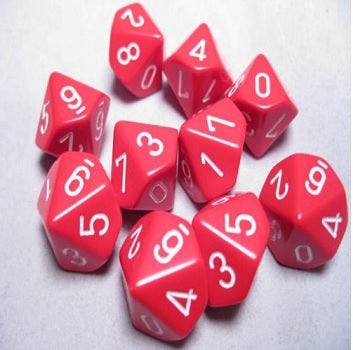 Chessex 10d10 Opaque Red/white
