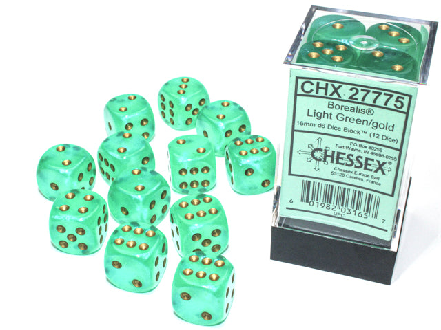 Chessex 12d6 Borealis Light Green/gold Luminary
