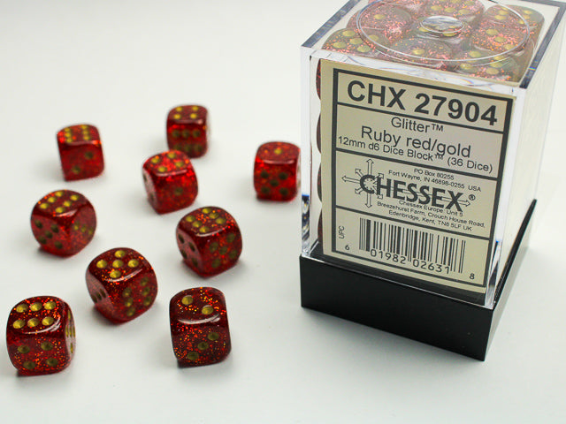 Chessex 36d6 Glitter Ruby/Gold