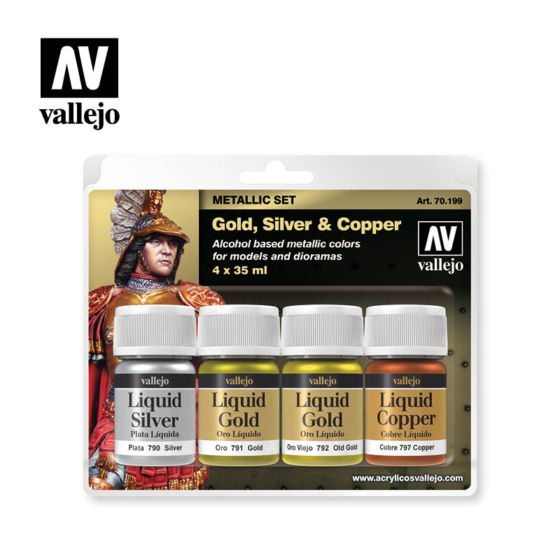 Vallejo Gold, Silver & Copper Metallic Set
